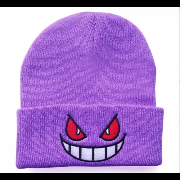 Pokémon Gengar Purple Knit Beanie Embroidered Tech Wear - Picture 1 of 2